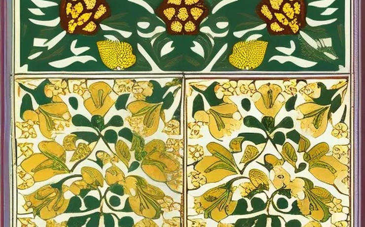 A red, black and gold block-print style illustration that opens the post